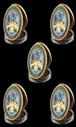 5pcs The United States Army Department Of Navy 1oz Gold Plated Core Values Military Challenge Coin Collectibles9587436