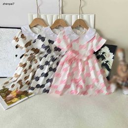 Top baby skirt Grid letter pattern Princess dress Size 90-140 CM kids designer clothes summer girls partydress 24April