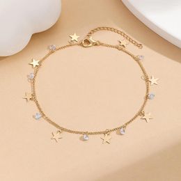 Anklets Kinitial Stainless Steel Zircon Star For Women Girls Summer Beach Foot Jewellery Fashion Birthday Party Gift