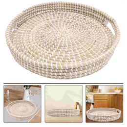 Plates Seagrass Tray Basket Woven Round Decorative Home Fruits Plate Seaweed Serving Desk
