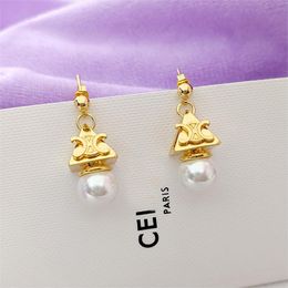 luxury CELIbrand triangle pyramid designer earrings stud women 18k gold retro vintage oorbellen brincos aretes palace earings earring ear rings Jewellery gift