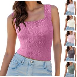 Camisoles & Tanks Workout Shirts Loose Women Square Neck Wide Straps Crop Tank Tops Casual Floral Sleeveless Lettuce S Long Sleeved
