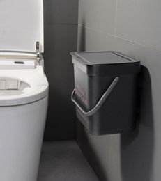 Waste Bins Wall Mounted Bathroom Trash Can with Lid Dustbin Nodic Style Hanging Toilet Bucket Garbage Bin 2210311108600