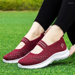 Casual Shoes Non-slip Soft Sole Mom Sneakers 2024 Summer Breathable Mesh For Women Comfortable Lightweight Flat Vulcanize