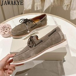 Casual Shoes 2024 Lace Up Doudou Women Suede Leather Fashion Loafers Men Runway Business Walk Flat Woman