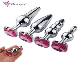 New Metal Anal Plugs Crystal Jewellery Rosy Colours Small Anal Sex Toys For Women Men Anal BeadsAnal Tube Adult Sex Products X02621959