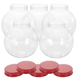 Storage Bottles 5 Pcs Coffee Christmas Candy Jar Container Lid Laundry The Pet Ball Shaped