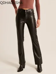 Women's Pants Leather Sexy Autumn Winter In Casual Low Waist Straight Leg PU Trousers Black Women Y2k Clothes