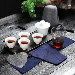 Teaware Sets Ceramic Gaiwan Office Tea Cups White Porcelain Teapot Chinese Portable Outdoor Travel Set With Bag Drinkware