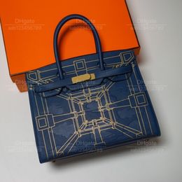 12A top Mirror quality luxury Classic Designer Bag ladies handbag genuine leather 30cm navy blue Large capacity bag Creative scrawl Design commuter bag mummy bag