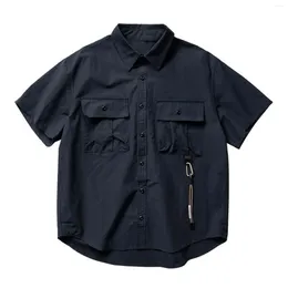 Men's Casual Shirts Vintage Workwear Style Shirt Loose Short Sleeves Men Street Fashion Summer