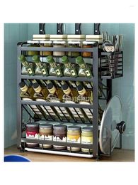 Kitchen Storage 304 Stainless Steel Shelf Soy Sauce Bottle Condiment Countertop Wall-mounted Multi-function Spice Rack
