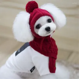 Dog Apparel Pet Products Supplies Winter And Fall Christmas Warm Pure Color Accessories Cap Scarf