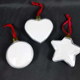 Decorações de Natal de Ball Flat Sublimação MDF Plástico MDF Branco para impressão personalizada Decoração de árvores de Natal pelo Oceano U1020