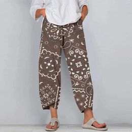 Women's Pants Summer Autumn Trousers Woman Wide Leg Capris Cropped Beach Elastic Waist Baggy Crop Female Sweatpants