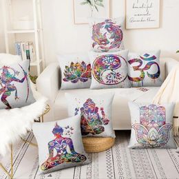 Pillow 45 45cm Polyester Zen Yoga Art Watercolour Print Pillowcase Home Decoration Sofa