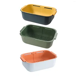 Kitchen Storage Double Layered Drain Basket Detachable Foldable Bowls