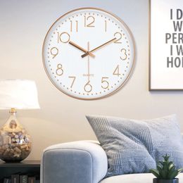 12 inch Silent Wall Clock 30cm Circular Clocks Noiseless Bedside Quartz Living Room Kitchen Bedroom Decor Home Decoration 240514