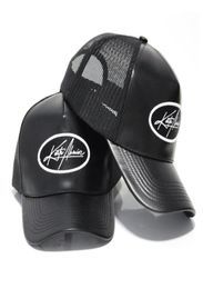 New Trends black Custom 5 Panel Pu leather mh trucker caps hats wholale9414238