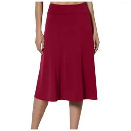 Skirts Solid Colour Elegant Pleated Skirt Women High Waisted Summer Long 2024 Fall Ladies Office Midi Women's