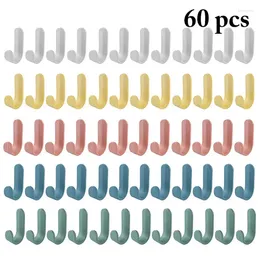 Hooks 60Pcs Self Adhesive Wall Hook Strong Without Drilling Coat Bag Bathroom Door Kitchen Towel Hanger Home Storage Accessories