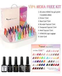 2023 Newest VIP 4 Gel polish kit ship 75ML 60 wonderful Colours UV NAIL GEL SET VENALISA Factory 71708k1972434