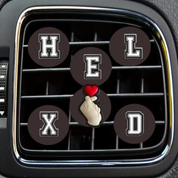 Safety Belts Accessories Black Letters Cartoon Car Air Vent Clip Outlet Per Clips Conditioner Diffuser Drop Delivery Otlup