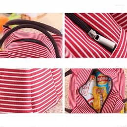 Storage Bags Leisure Women Portable Lunch Bag Canvas Stripe Insulated Cooler Thermal Food Picnic Kids Tools