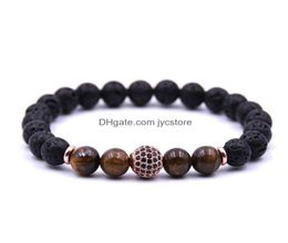 Charm Bracelets Charm Bracelets Ashmita Micro Lnlaid Stone Buddha Beads 8Mm Tiger Eye Rock Lava Bracelet Women Fashion Man BeauDhi015227057