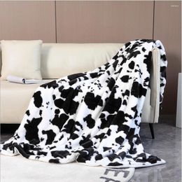 Blankets Milk Pattern Double Layer Blanket Crystal Velvet Sofa Throw Super Soft Multifunction Travel Bedspread On The Bed