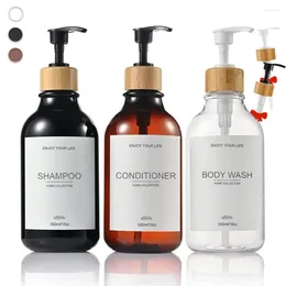 Liquid Soap Dispenser Bathroom Dispensers Refillable Shampoo Shower Gel Bottle Press Type Empty Travel Bottles Waterproof Labels