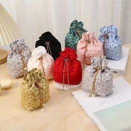 Gift Wrap Creative Drawstring Cloth Candy Bag Advanced Fiber Embossed Wedding Packaging Box Jewelry DIY Crafts Reusable Storage