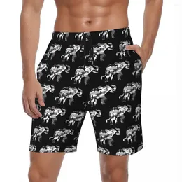 Men's Shorts Summer Gym Men Cute Elephant Running Grey Camouflage Design Beach Short Pants Fashion Quick Dry Swim Trunks Plus Size