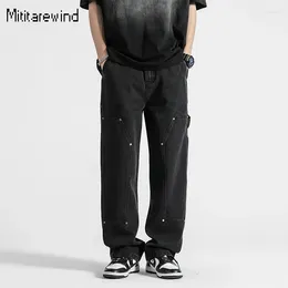 Men's Jeans American Style Vintage Men Hip Hop Streetwear Cargo Denim Pants Four Seasons Straight Baggy Youth Trend Y2k