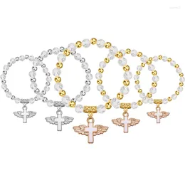 Decorative Figurines 18Pcs Baptism Favors Wing Cross Bracelet Baptismal Souvenirs Rosary Communion