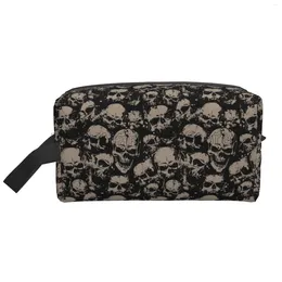 Cosmetic Bags Gothic Women Travel Makeup Bag Organizer Vintage Grunge Skulls Portable Large Waterproof Toiletry Pouch Accessories