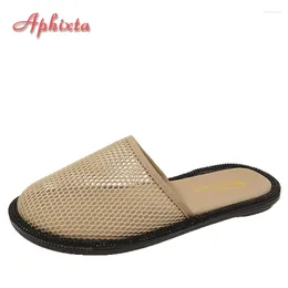 Slippers Aphixta Flat Heel Round Toe Women Mesh Fabric Flip Flops Cool Air Mules Slides Shoes