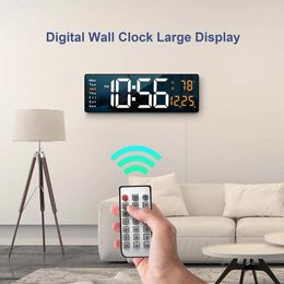 Clocks Accessories Digital Wall Clock Large Display Modern LED With Remote Control For Room Decor Green