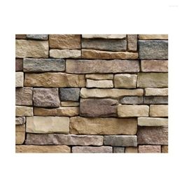 Window Stickers Living Room Decorative Film 3d Wall Stick 10 Metres Brick Stone Rustic Effect Self-adhesive Sticker Hom Home Decoration