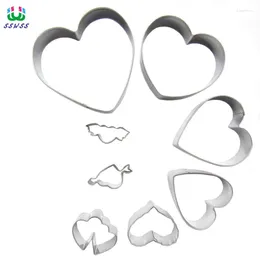 Baking Moulds Eight Hearts Shape Cake Cookie Biscuit Molds Valentine's Day Decorating Fondant Cutters Tools Stainless Steel