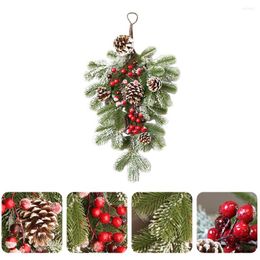 Decorative Flowers Pine Cone Hanging Tree Front Door Wreathations Christmas Branch Teardrop Plastic