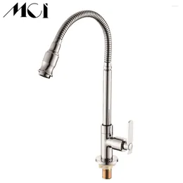 Kitchen Faucets Solid Brass 360 Degree Rotation Chrome Finish Single Cold Faucet Deck Mounted Handle Water Tap Torneira Mci-D019