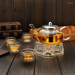 Teaware Sets 600/800ml Tea Set Heat Resistant Glass 1Teapot 6cups Teapot For Cup Cups And Mugs Teeware Teware Gaiwan Complete Tools