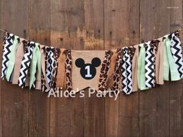 Party Decoration Safari M Ickey Mouse Highchair Banner Jungle Birthday Garland 1st Baby Zoo Cake Smash Flag Po Prop
