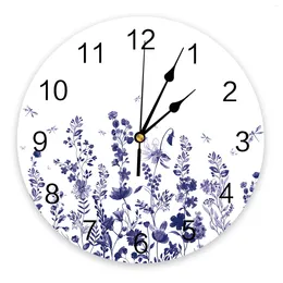 Wall Clocks Flower Leaf Dragonfly Clock Silent Digital For Home Bedroom Kitchen Decoration Hanging Watch