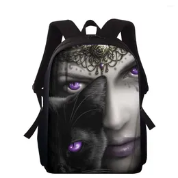 Backpack ELVISWORDS Customise Personality Fashion Gothic Dark Art Girl Print Knapsack For Women Men Boys School Bags Mochila