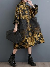 Casual Dresses SuperAen 2024 Women's Autumn And Winter Chinese Style Double Layer Jacquard A-line Dress
