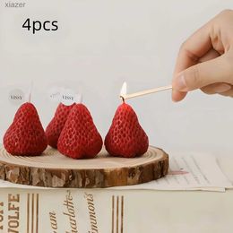 Scented Candle 4 strawberry shaped miniature scented candles for authentic fruit fragrance therapy perfect as trend photo props WX