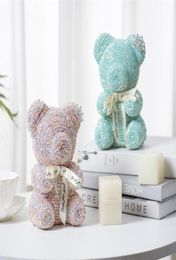 Decorative Flowers Wreaths Drop Drill Pipe Rose Teddy Bear Artificial For Women Valentines Gift Wedding Christmas Home Decoratio3253940