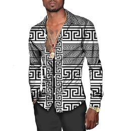 Long sleeved Shirt 3D Printed Graphic Holiday Party Mens Long sleeved Top Casual Flip Collar Cardigan Mens 240511